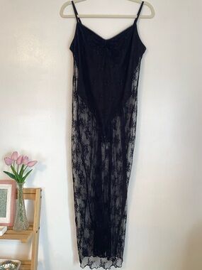 GARAGE black sheer lace midi dress with bodysuit nwt size medium In